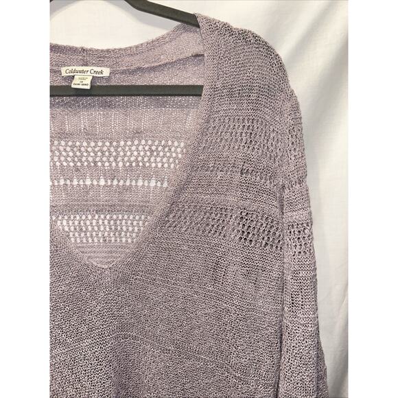 Coldwater Creek Sweater Womens 1x Lavender Purple Crochet Cottagecore Linen - Picture 3 of 14